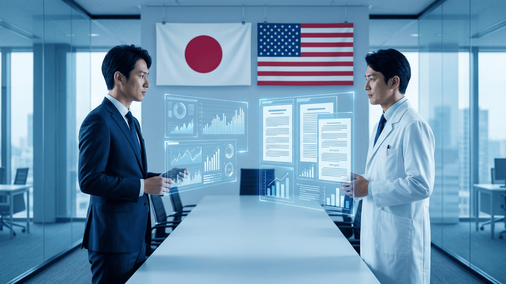 日本のマーケターと日本の医師が日米の対応を協議している