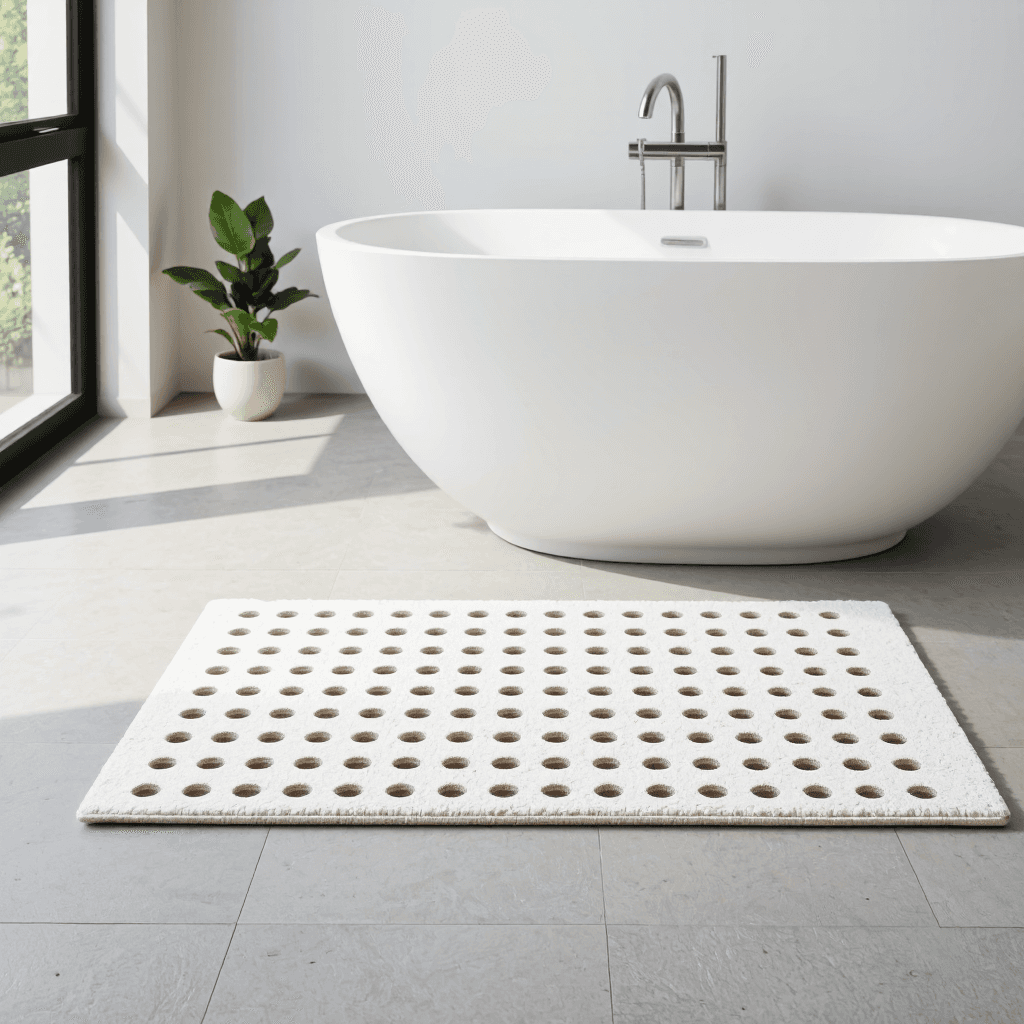 product photography of a bath mat with drainage holes