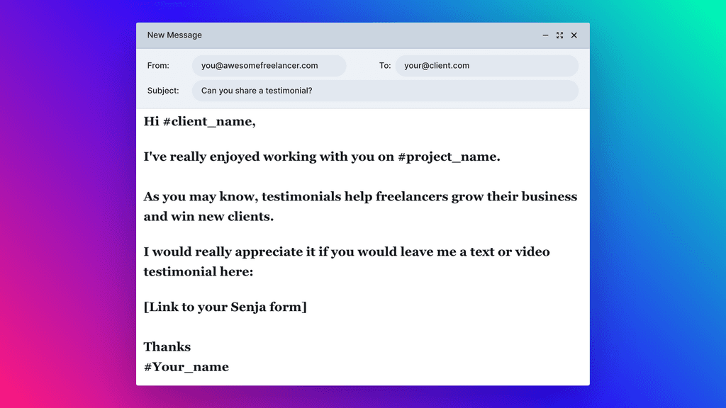 Freelance testimonial request templates - Senja