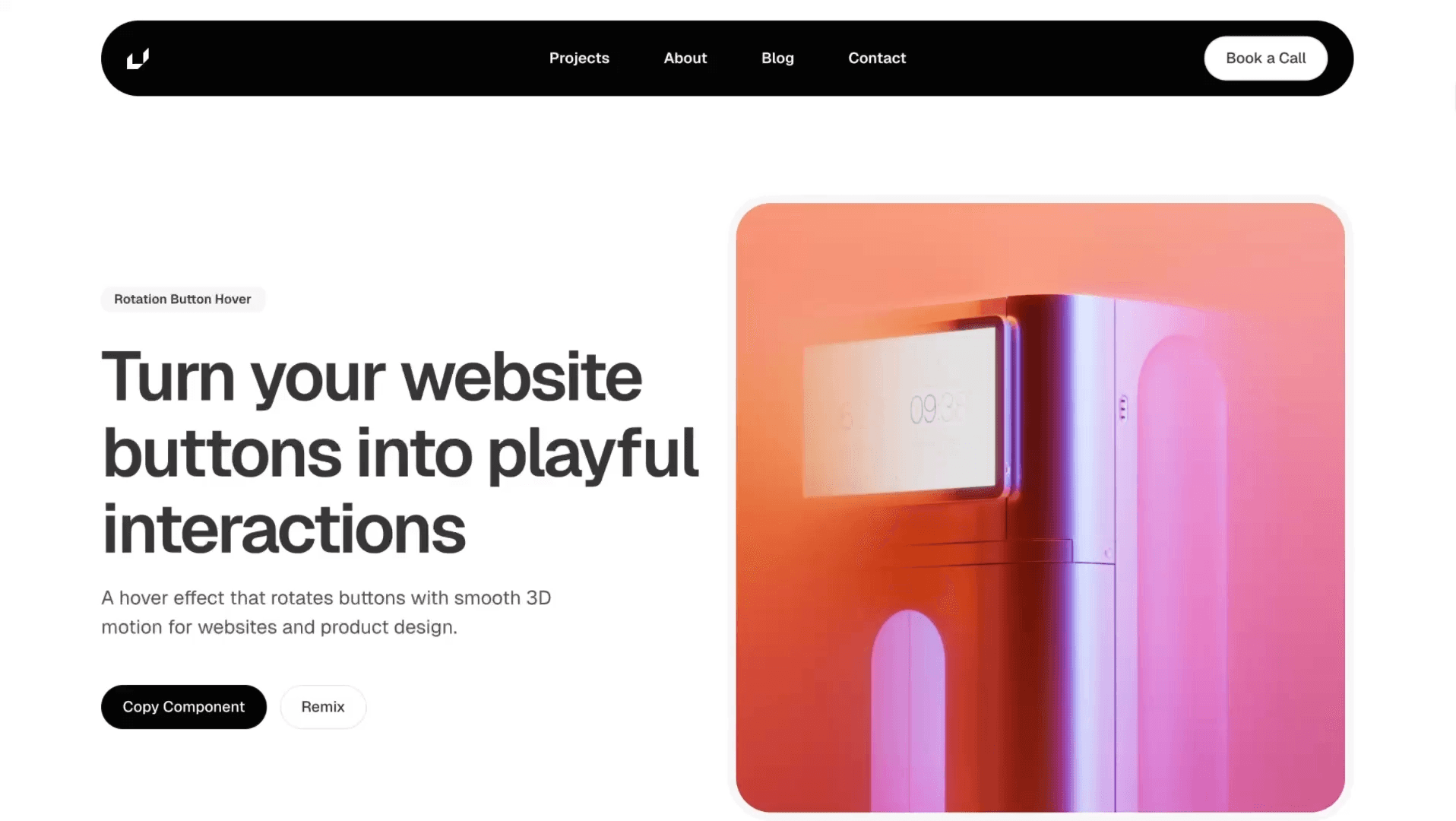 ⁠Rotation Button Hover component landing hero