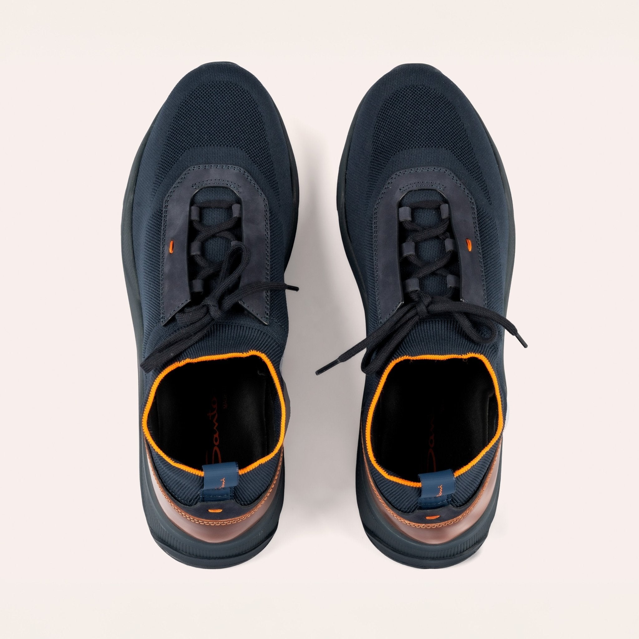 Men's navy stretch knit sneaker - Mandelli UK
