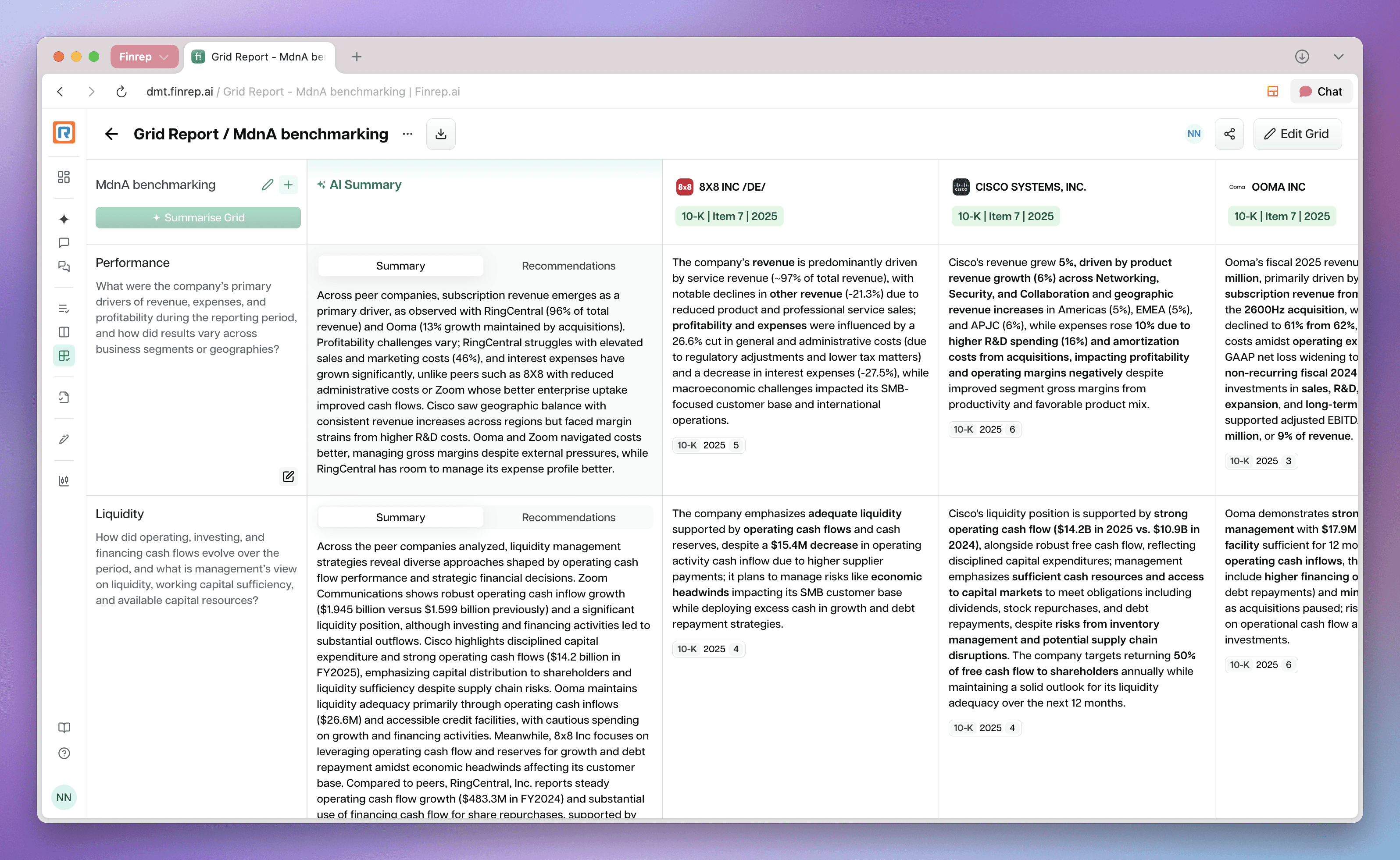 Row-level AI summaries in Grid Reports
