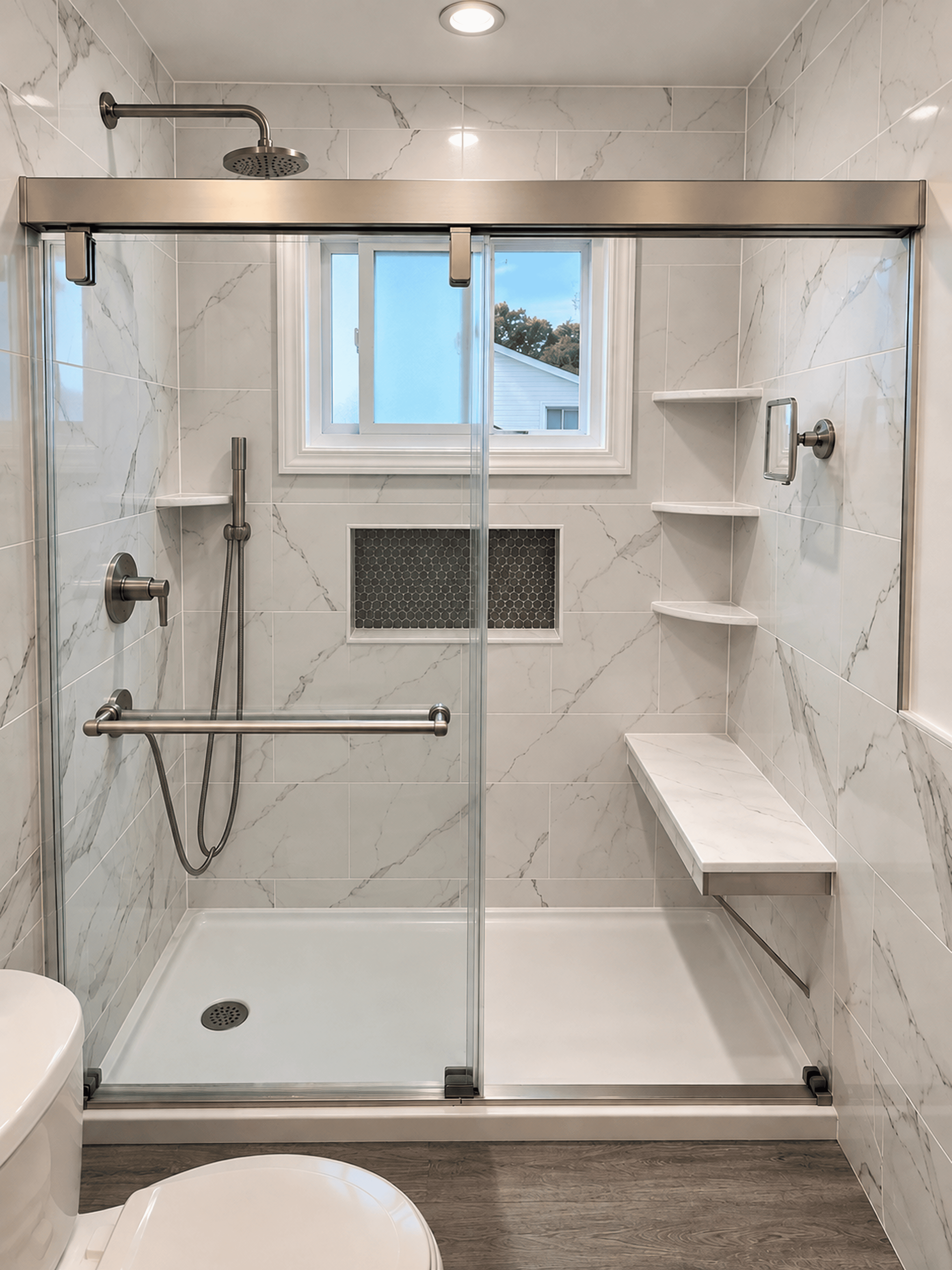 Bathroom renovation, primary view