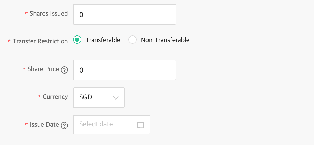 Fill out total shares