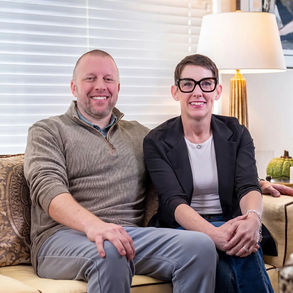 Stephen and Seana, owners of No Place Like Home, with a client during morning care"