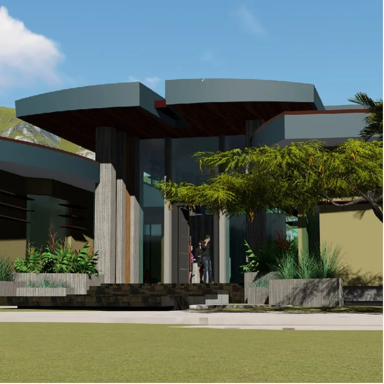 Minimal contemporary large home front entry.
