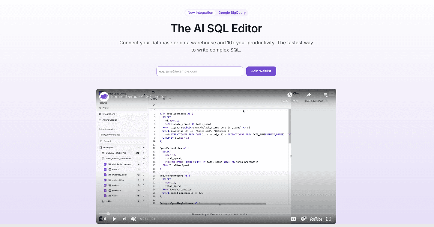 Former the ai sql editor