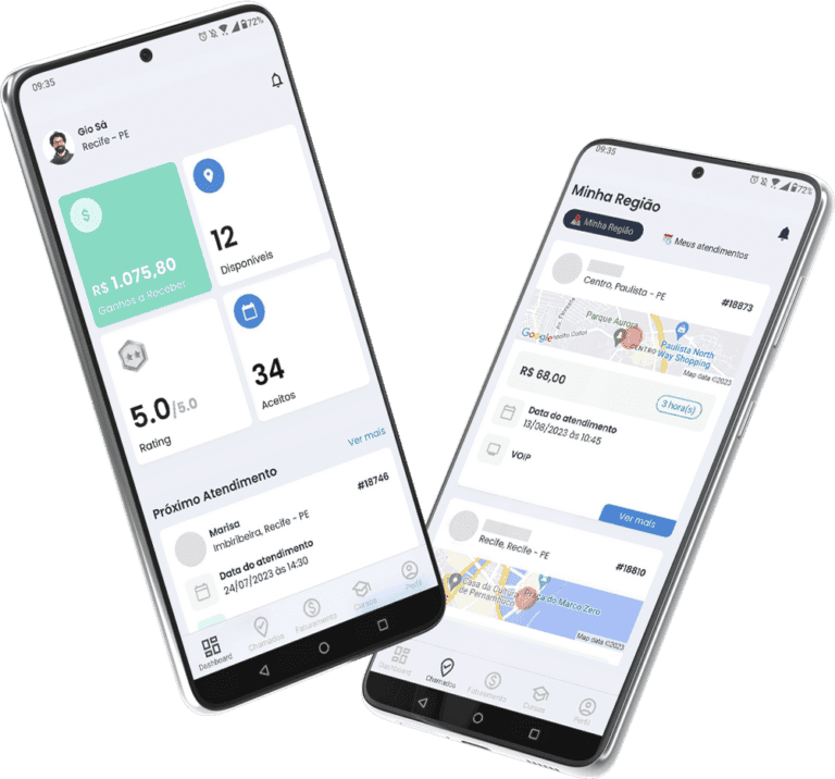 Telas do app FindUP Técnicos