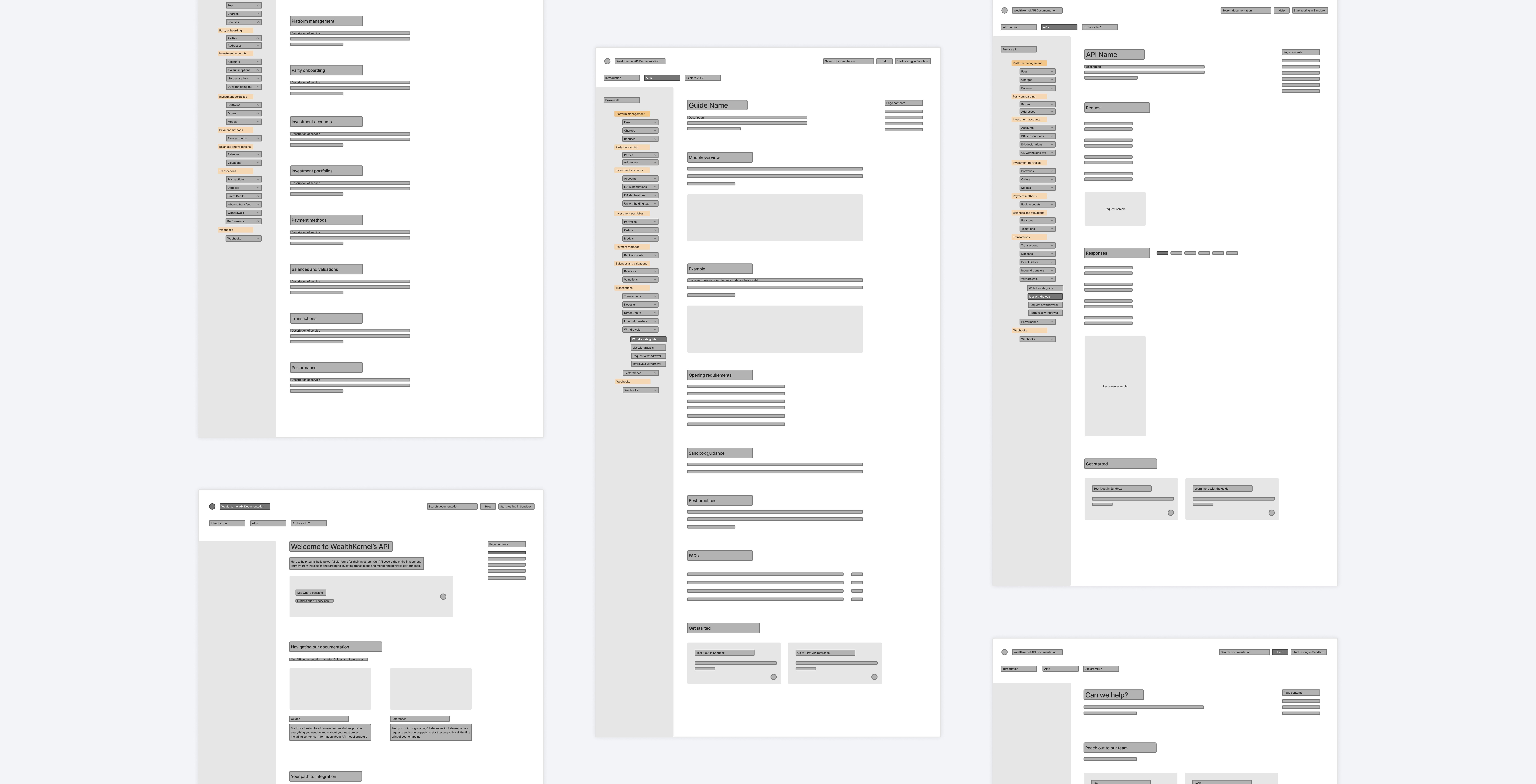 API Doc Wireframes