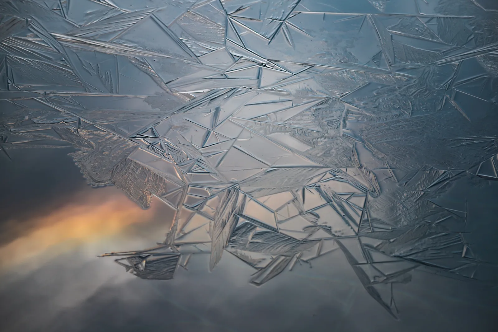 Frozen crystals on the surface of a lake in Slovenia.