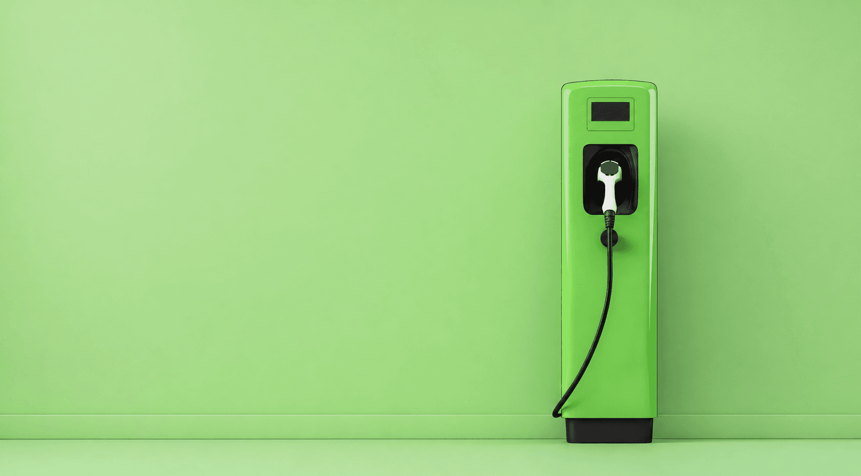 Borne de recharge pour VE sur fond vert