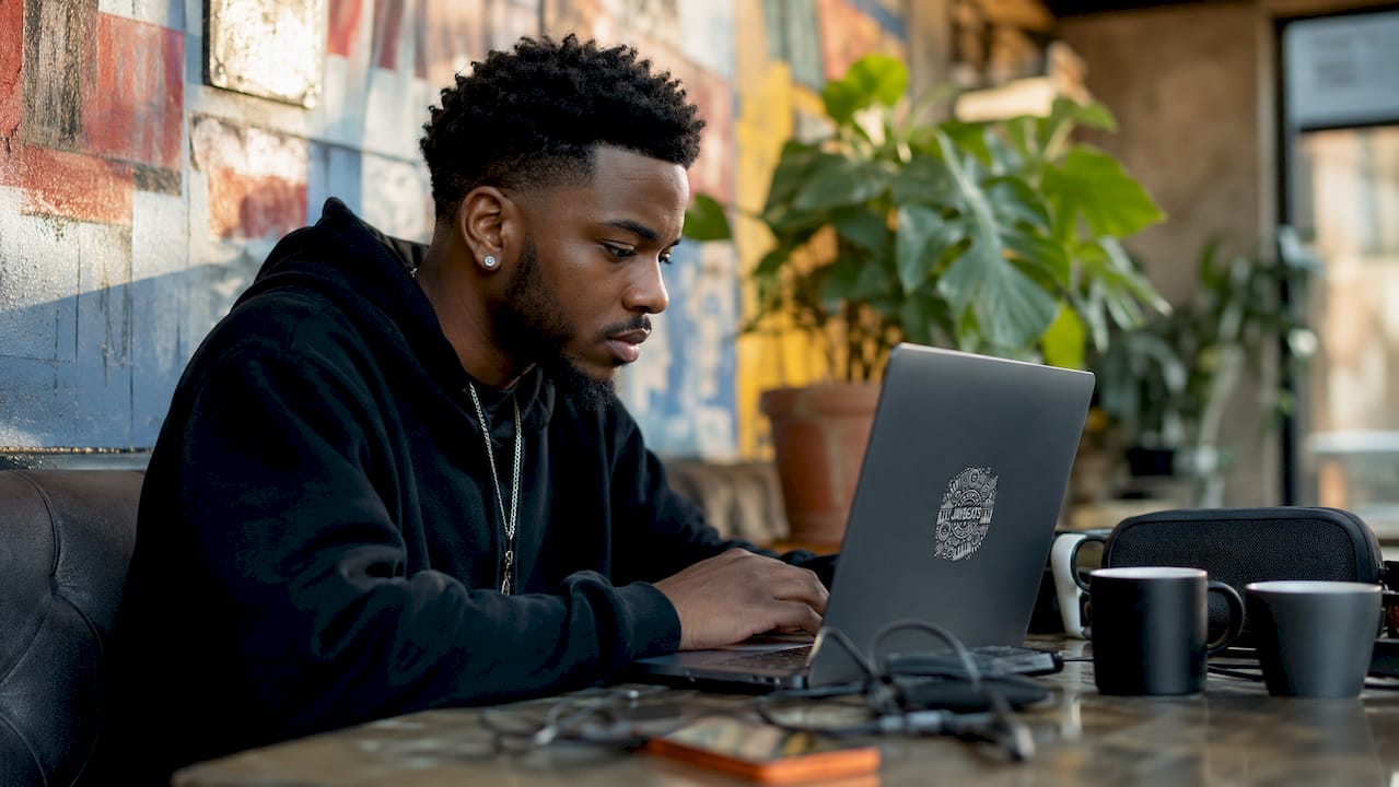 man studying