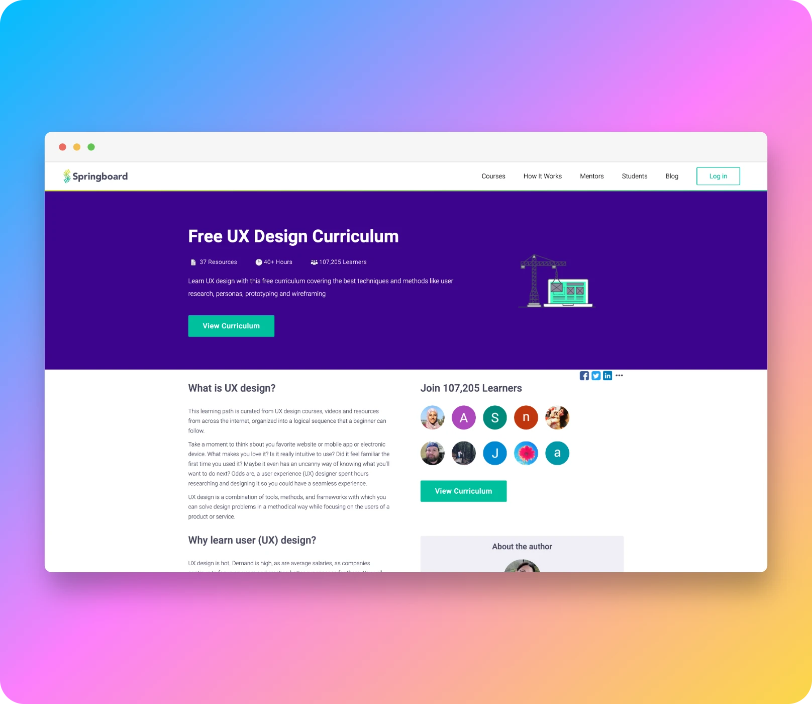 A screenshot of the website Springboard