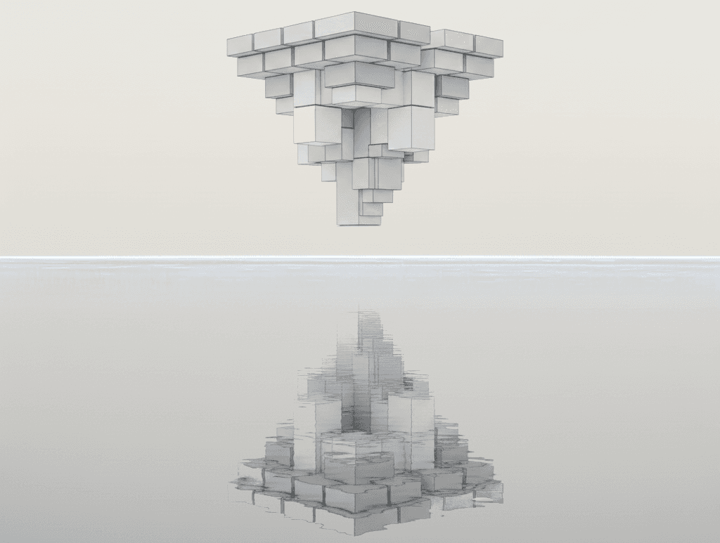 flipped minimalistic pyramid with reflection