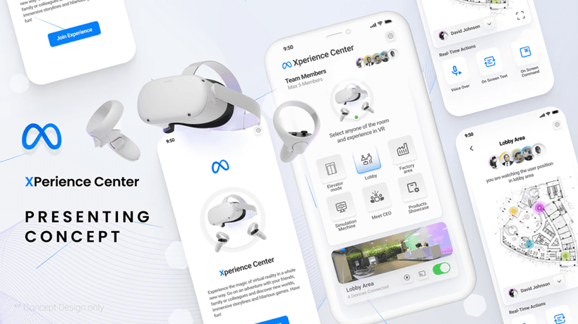Mobile app UI/UX design concept for a VR experience platform