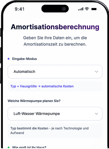 Mockup Vorschau des Amortisationsrechners auf einem iPhone.