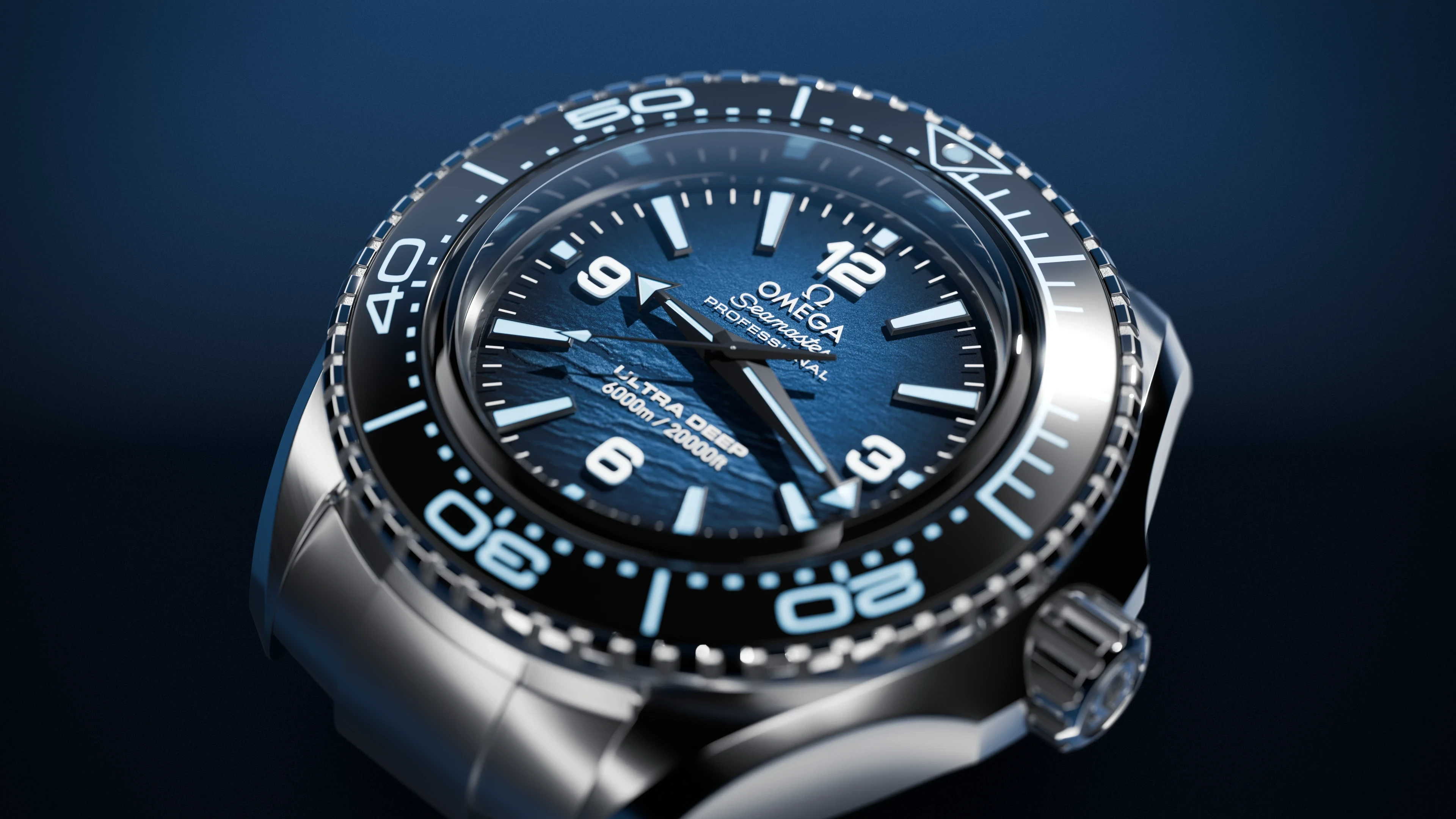 Omega Seamaster diving watch on a dark background