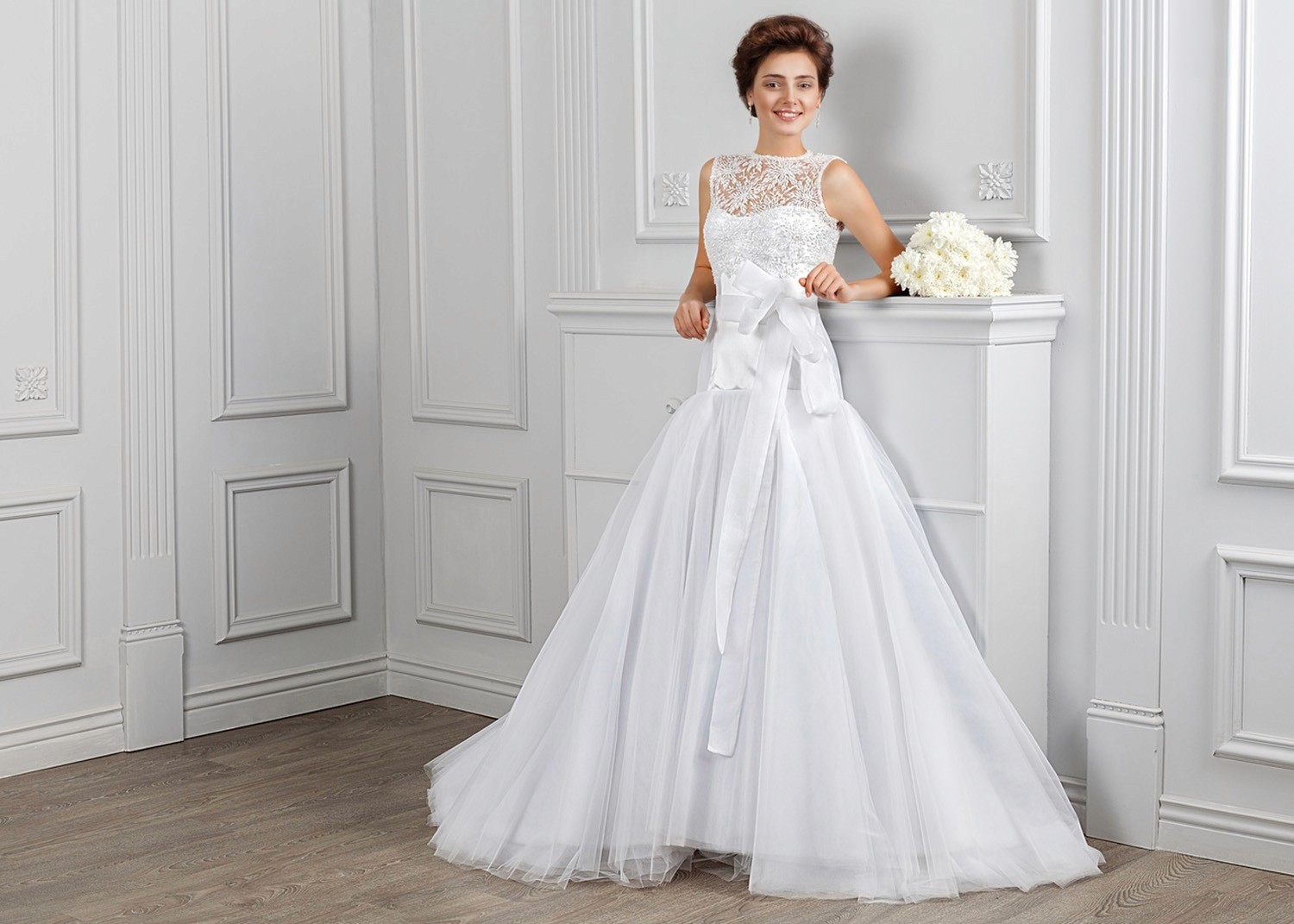 Model wearing Louise Bridal Spring-Summer 2014 wedding dress designed by Creative Director Vladyslav (Vlady) Vyshnevetskiy