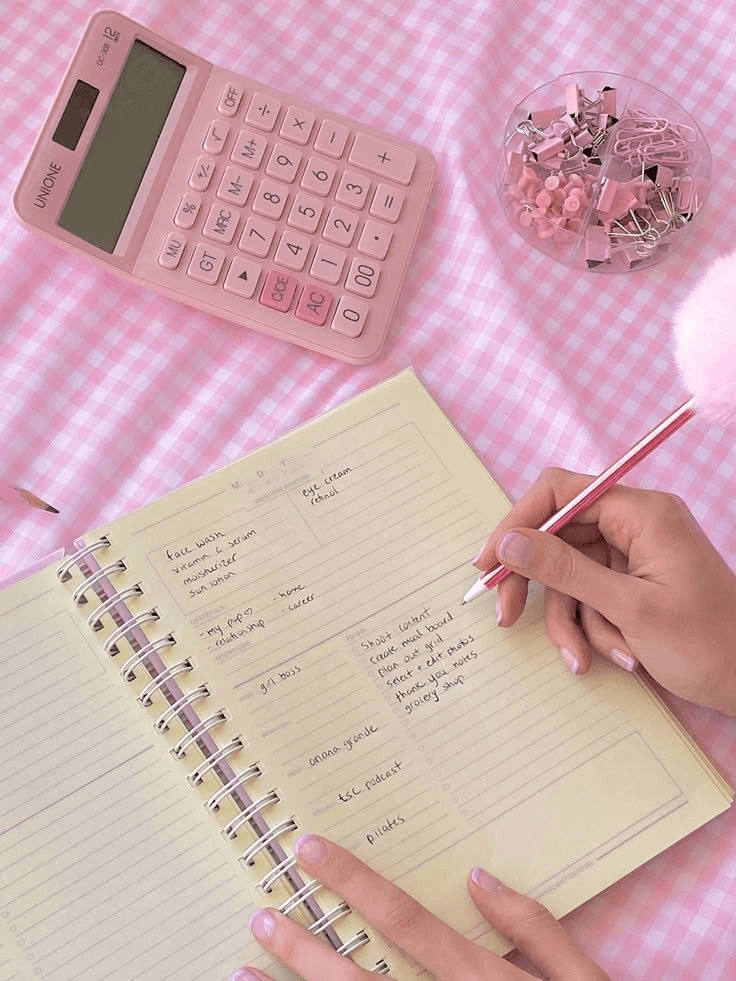 Pink aesthetic image with notepad