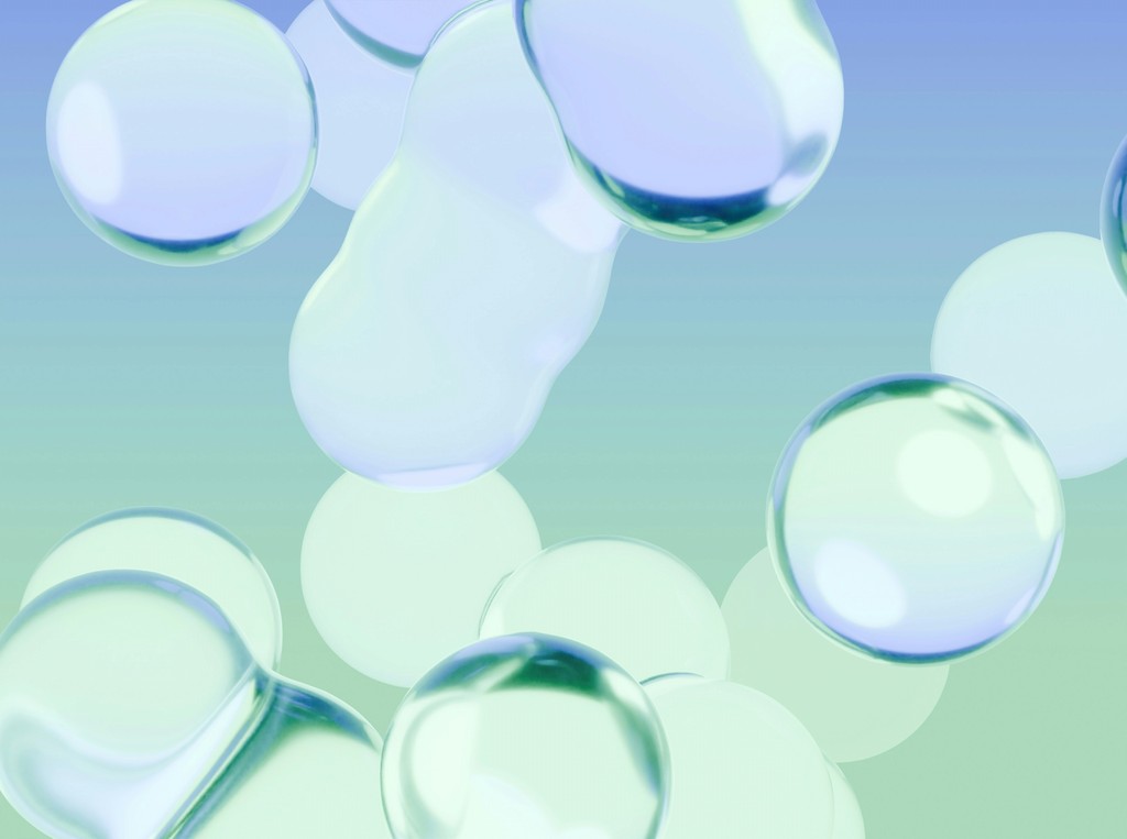Abstract floating spheres with soft gradient background