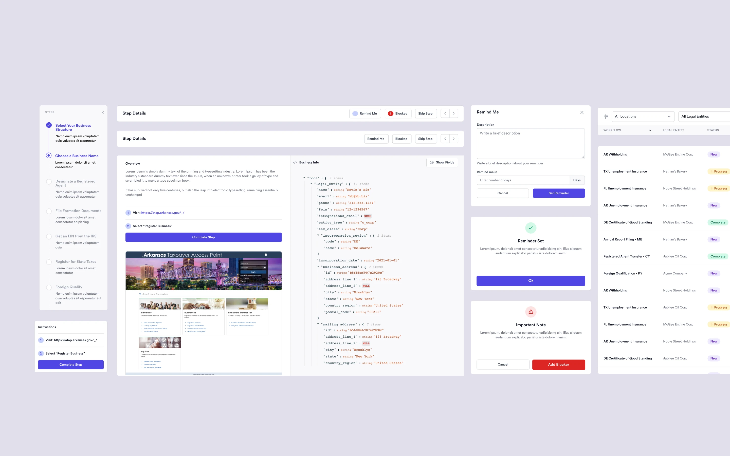 Screenshot of UI component from MVP platform design. 