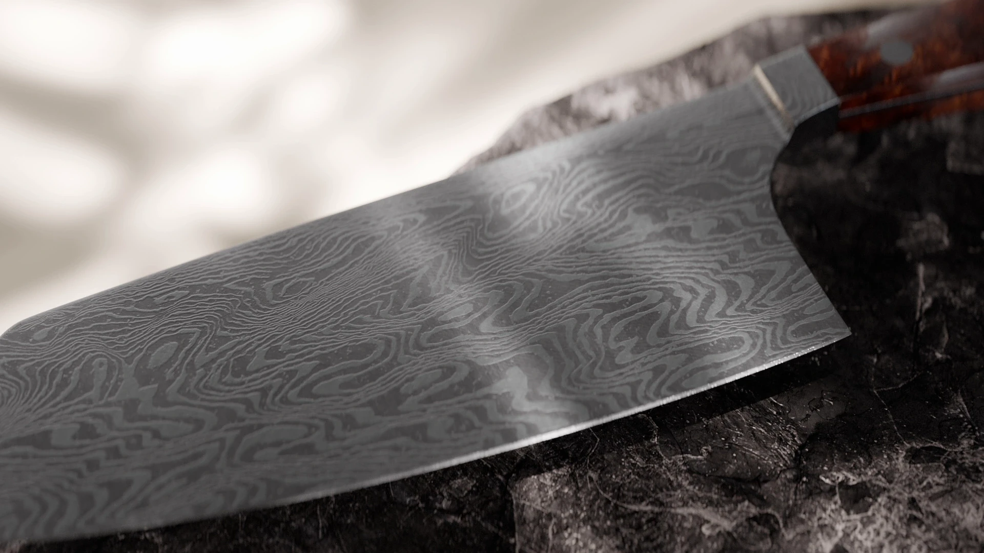 Patterned knife blade with final lighting