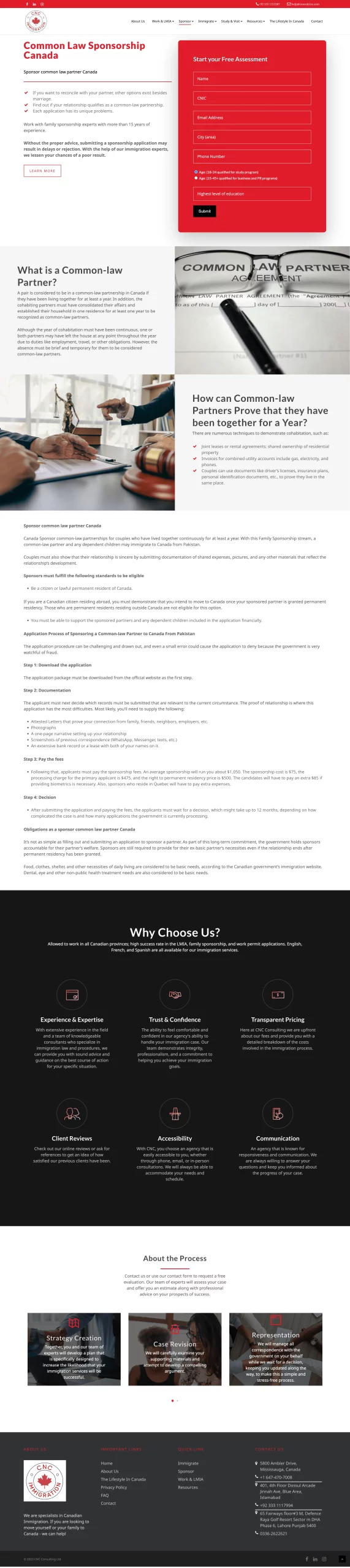 Common Law Sponsorship page for consultcnc website developed & designed by Dreams Agency Mississauga, Ontario