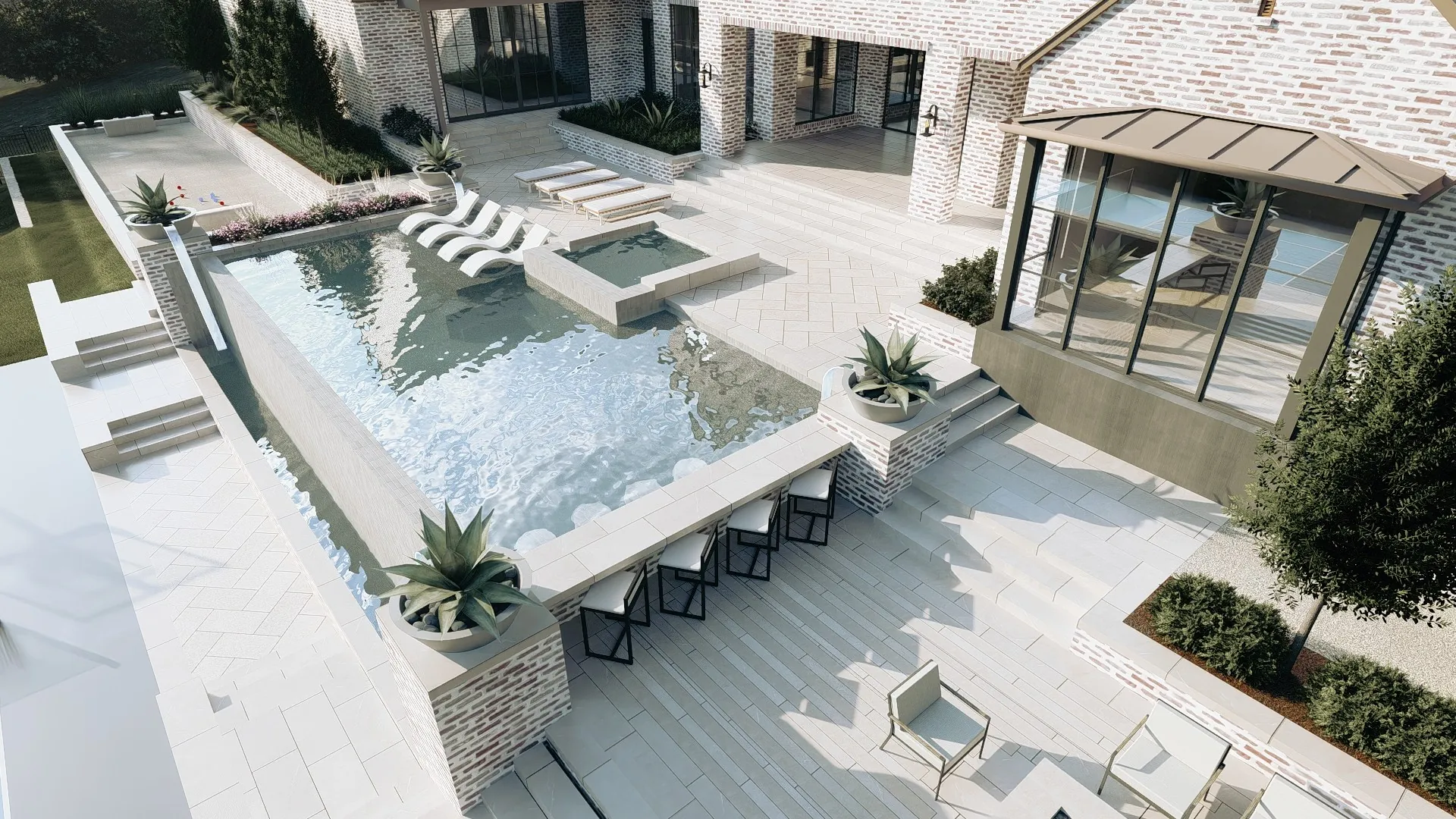 Modern farmhouse outdoor living design in Montrachet