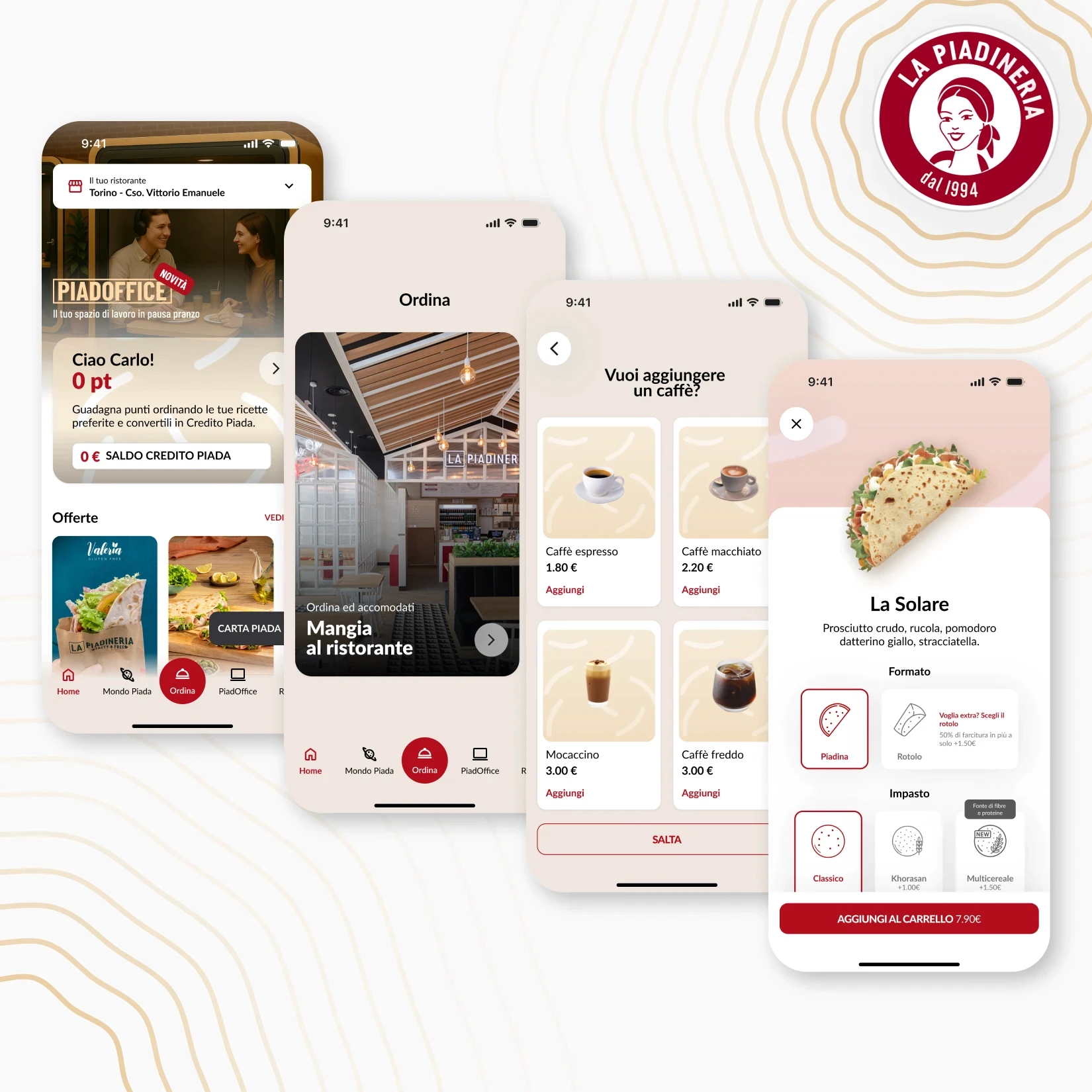 Interfacce principali della mobile app