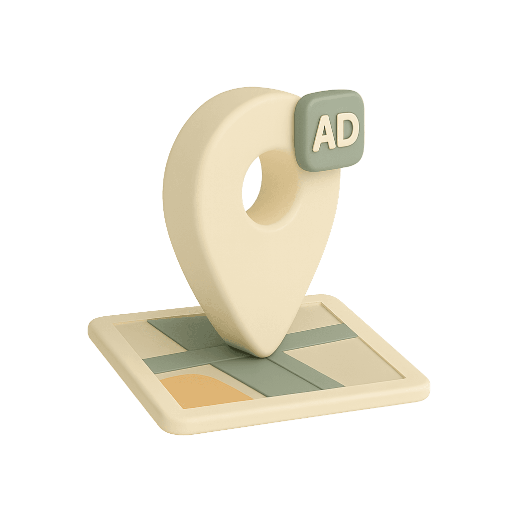 a simple point that has an add on the top that shows  that we do local ads