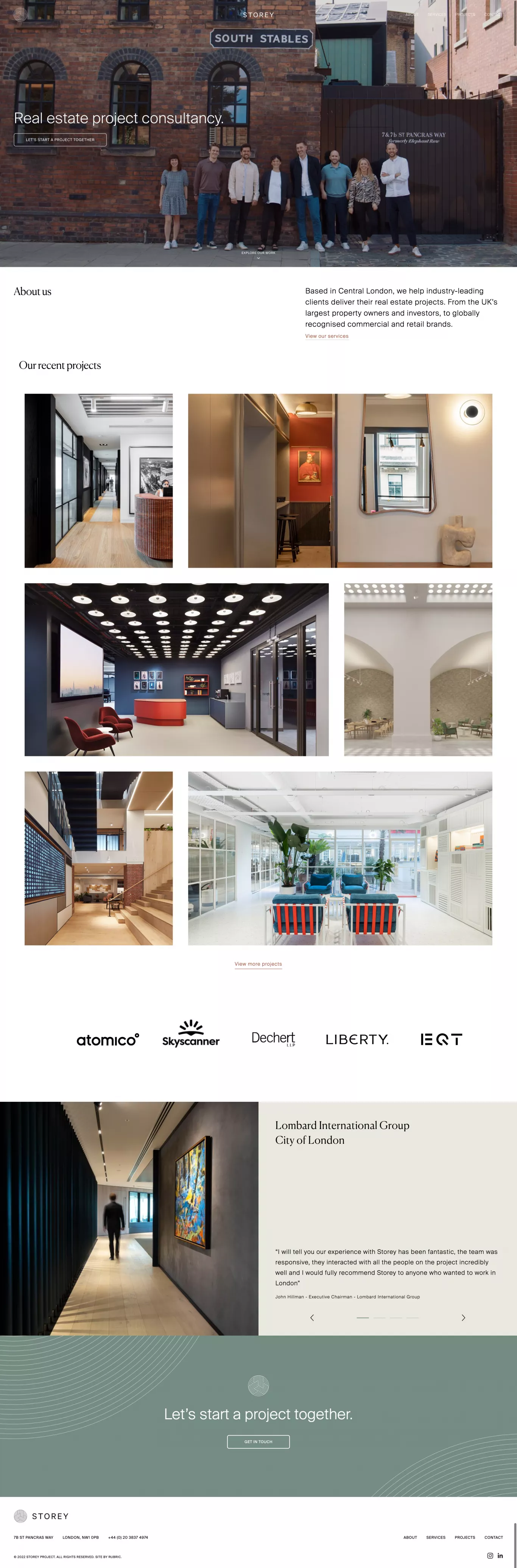 Real Estate Project Management Consultan portfolio page screenshot showcasing Architecture and Local Business design