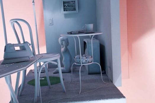 blue colored interior display design layout