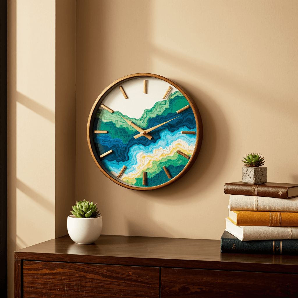 product photography of wall clock with decorative elements