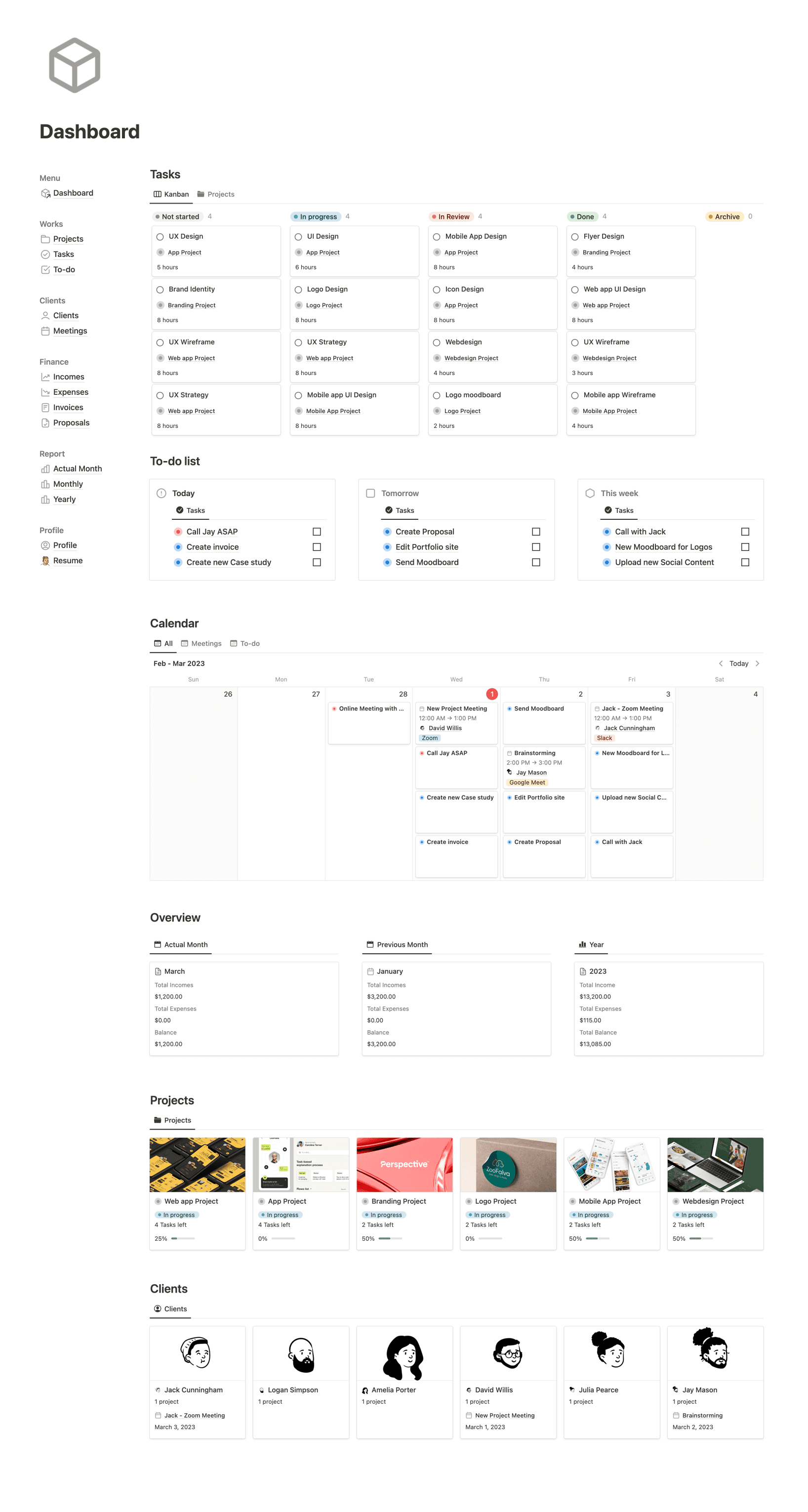Notion Freelancer Board Template