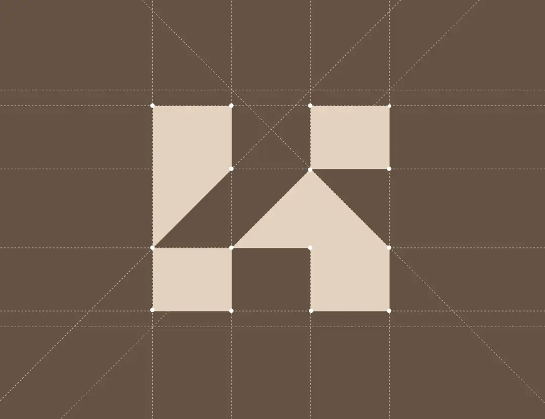 Homco logo construction — modular H logomark on Swiss grid, logo design for construction brand