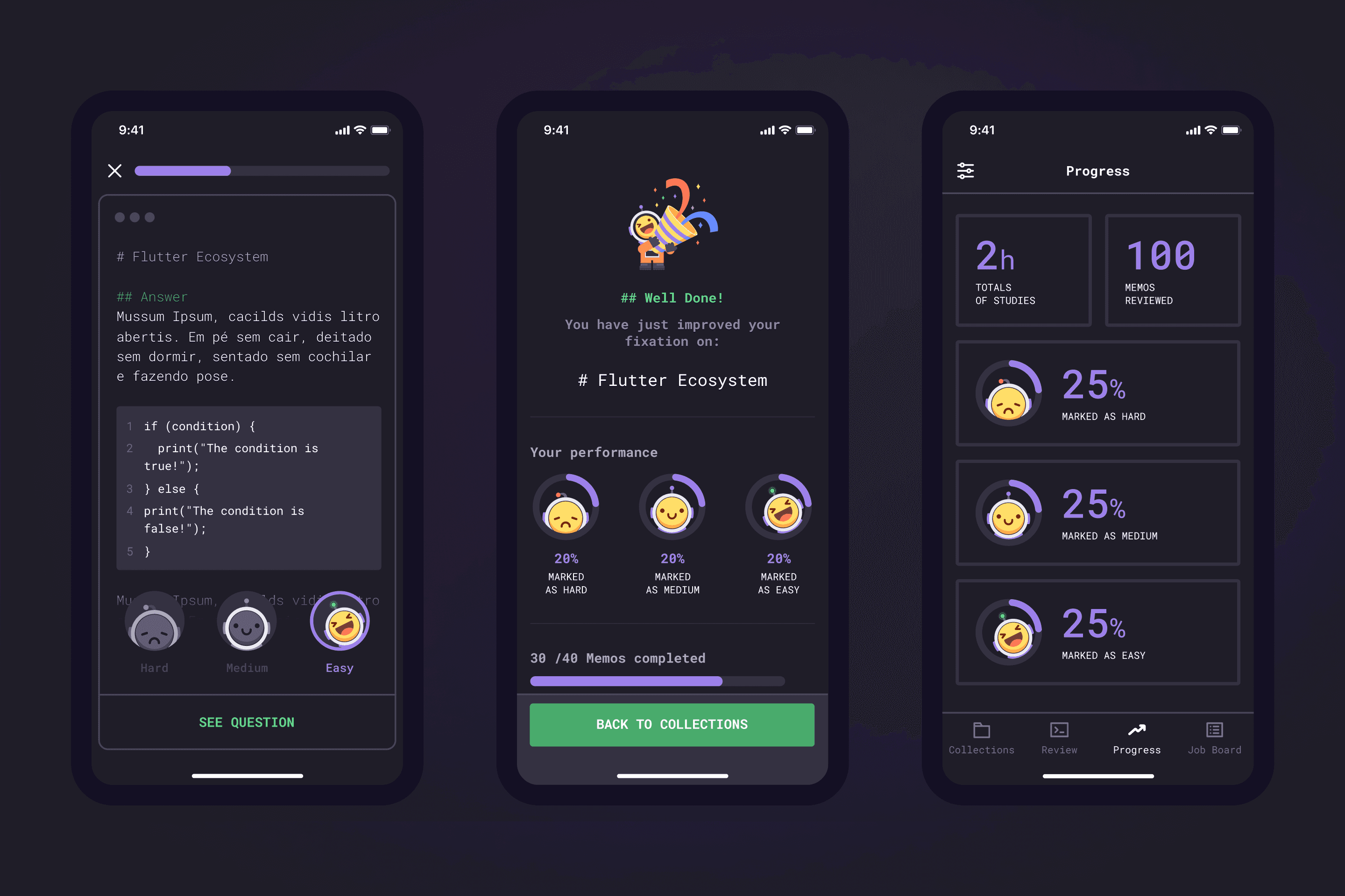 Memo - Lesson execution screens
