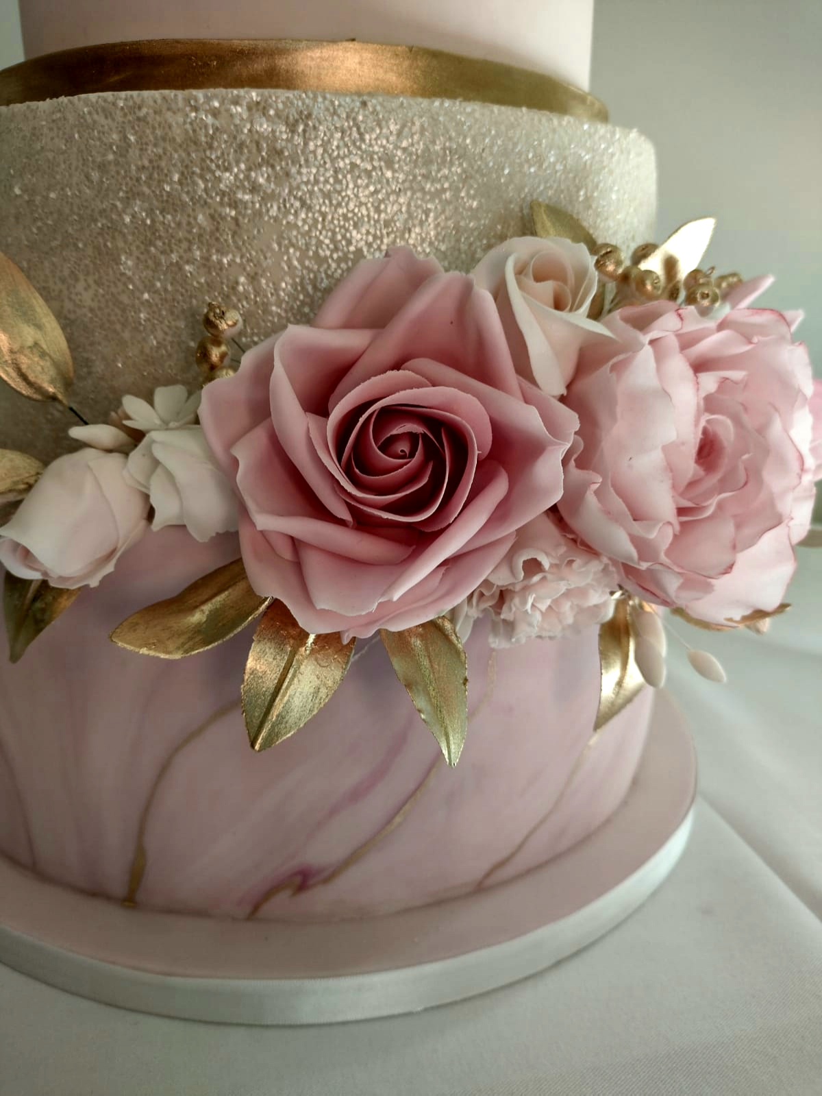 Blush & Gold Romance Wedding Cake by Sherbert Moon