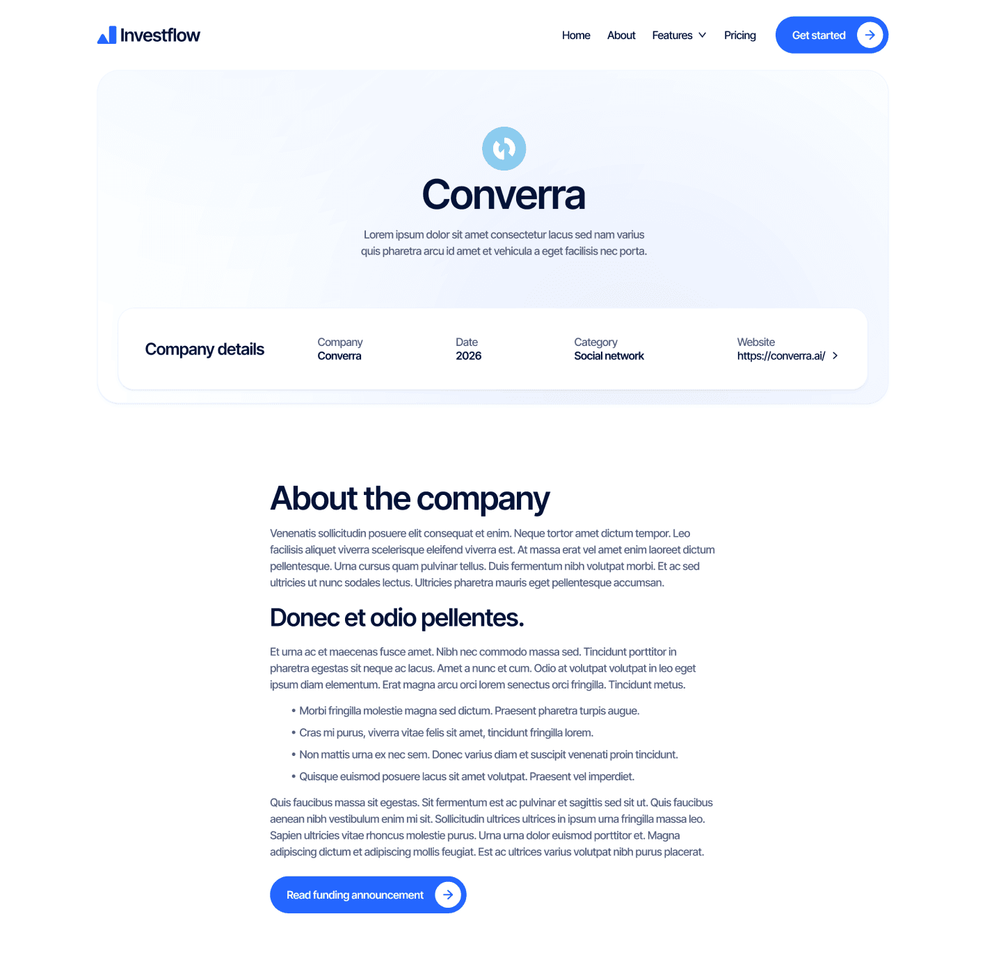 Investflow - Portfolio Single Page - Investment Firm Framer Template