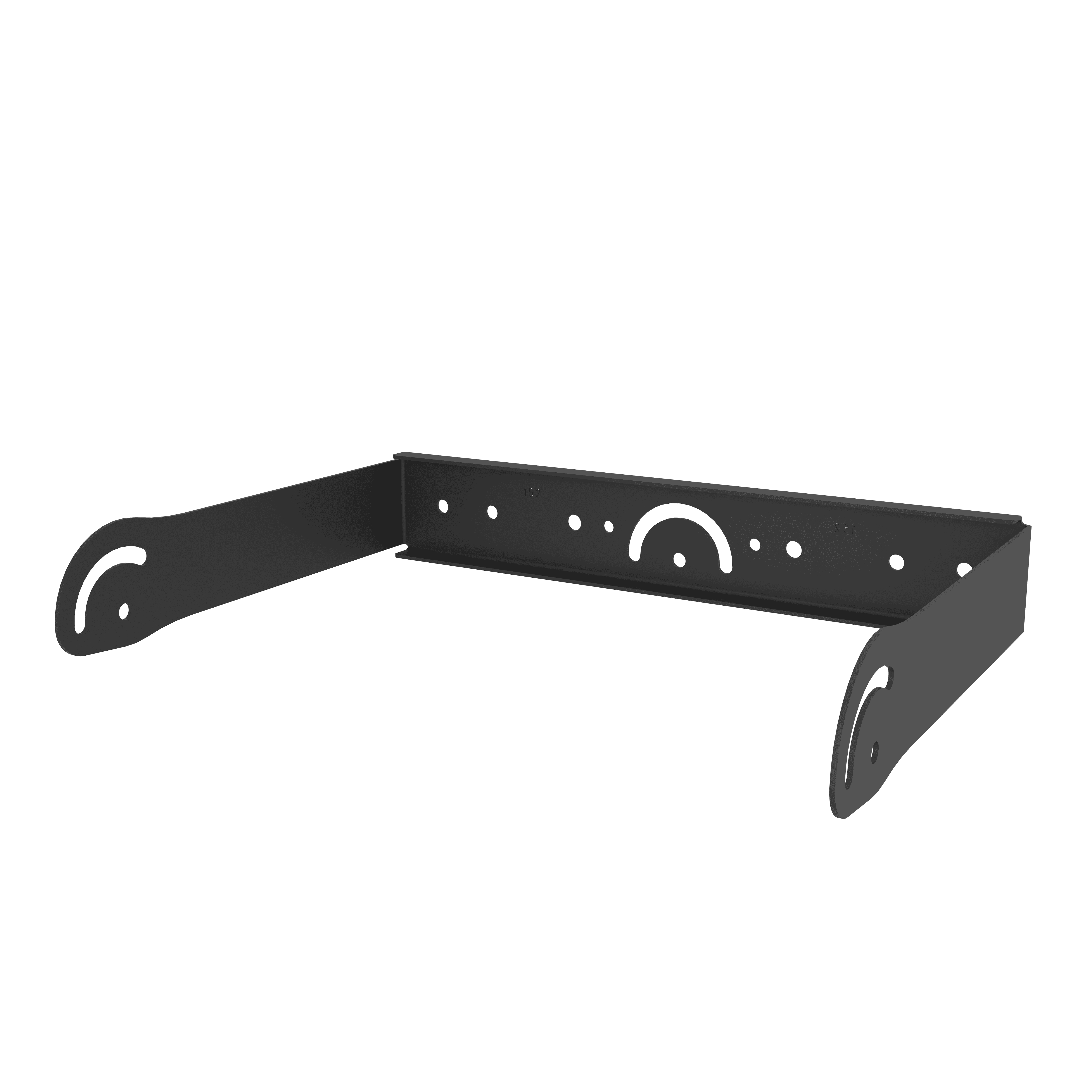 Black metal bracket with curved legs.