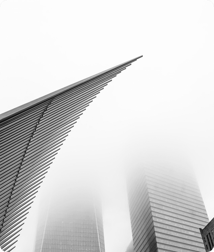Stylistic photography of buildings and square shapes immersed in fog