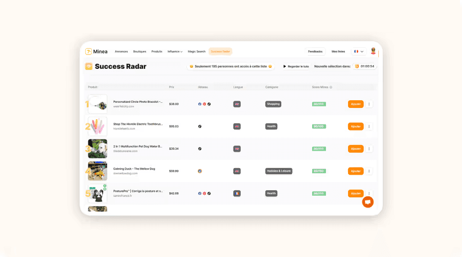 Minea’s Success Radar