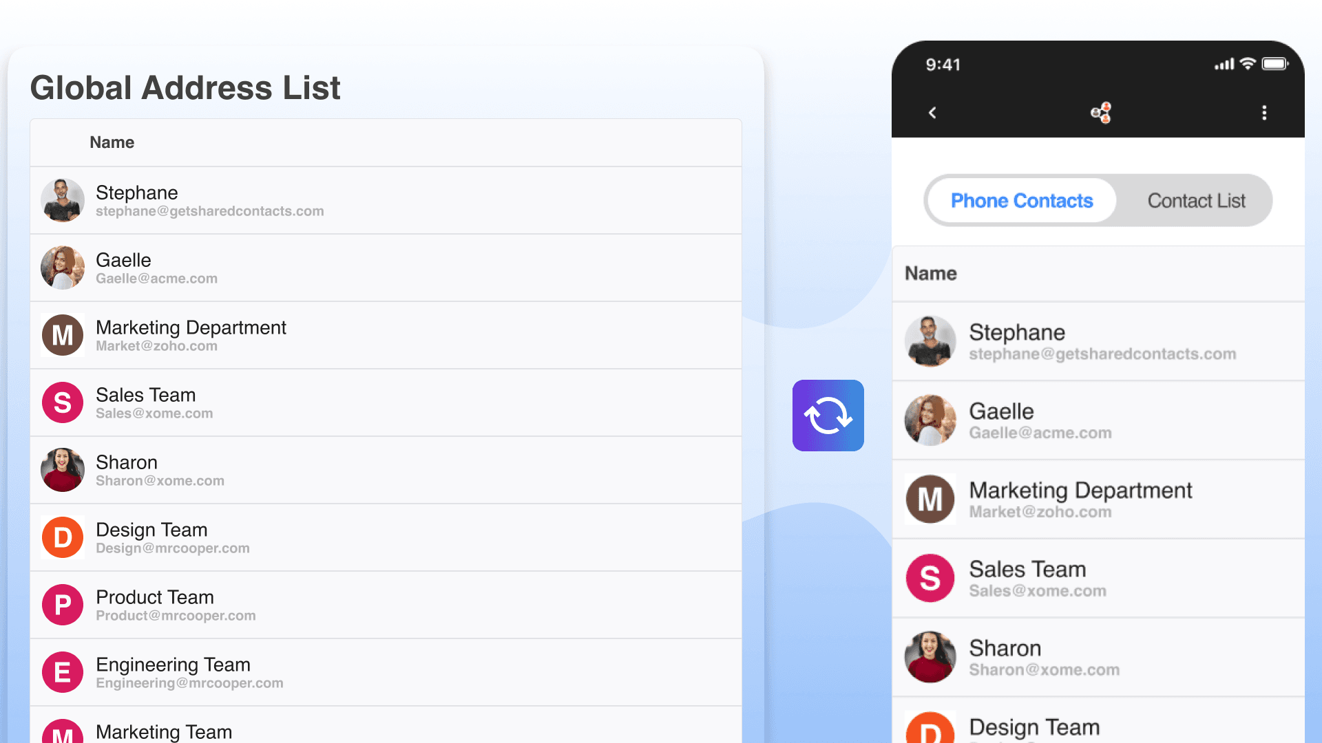 Set permissions and share your contacts 