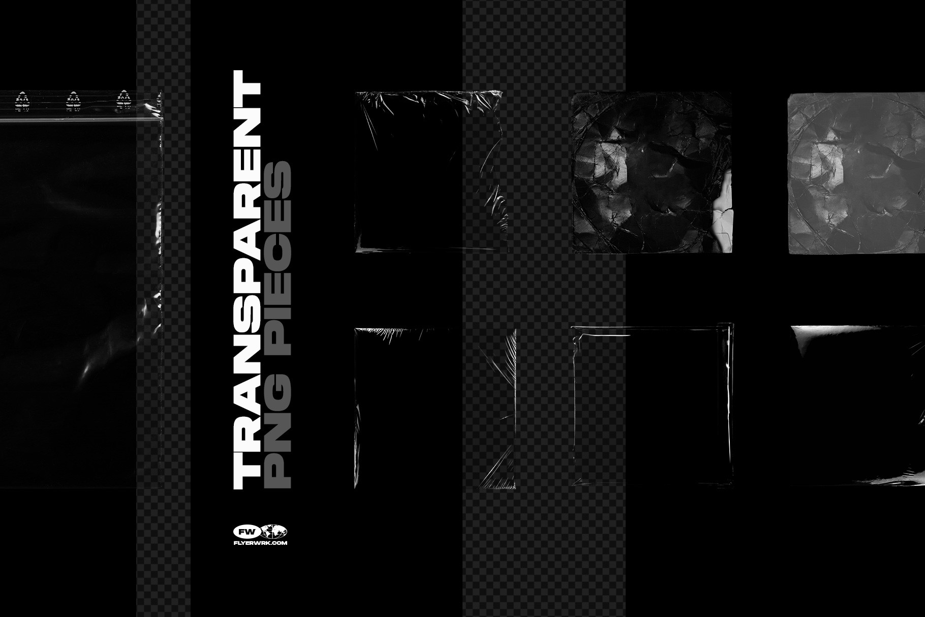 CD sleeve mockup transparent plastic sleeve pieces and overlay elements