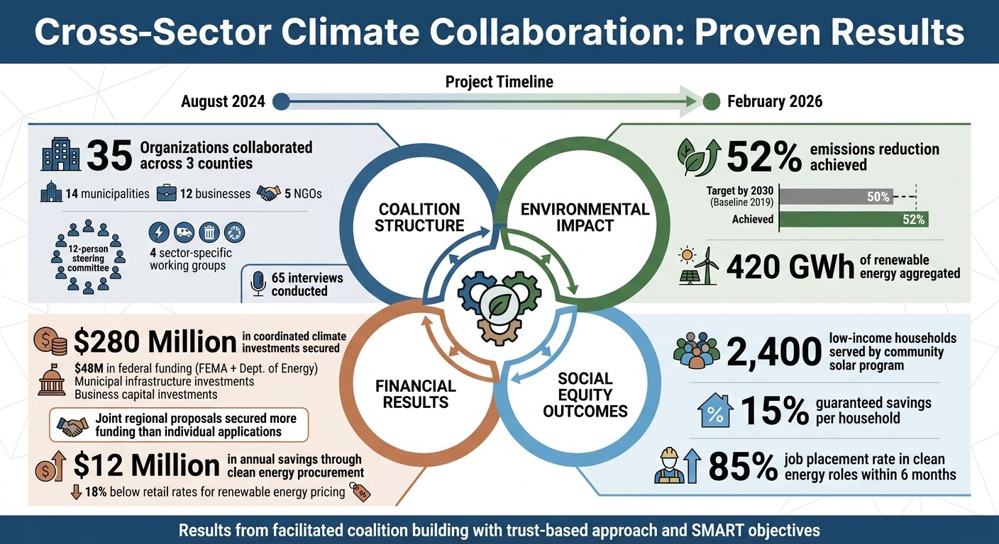 Regional Climate Coalition Success Metrics: $280M Investment and 52% Emissions Reduction