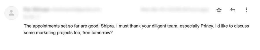 Client reply screenshot