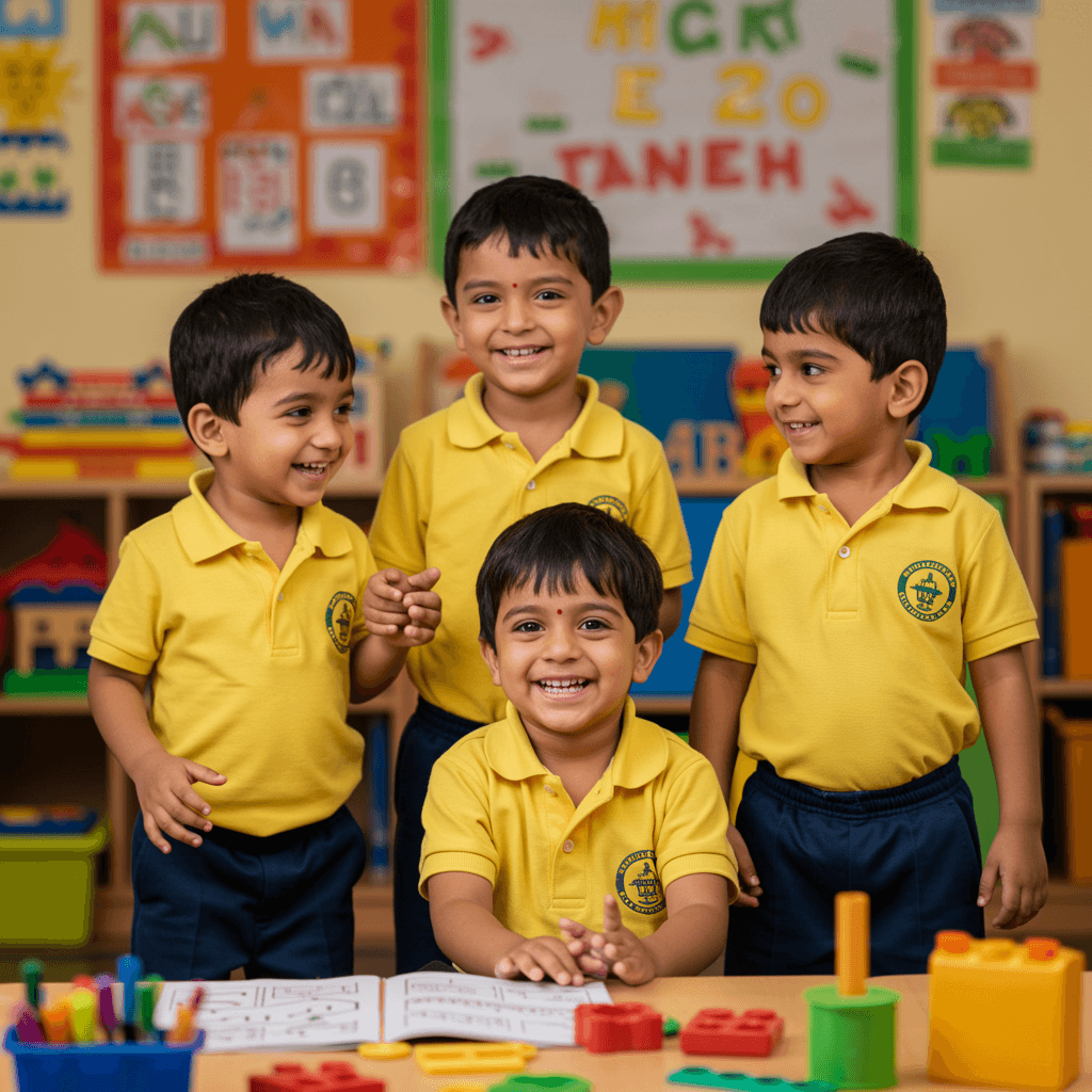 three children at the beach during golden hour
