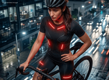 Futura M1 suit worn while cycling with Voice AI coaching