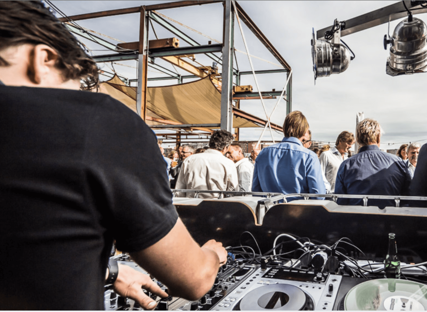 The DJ on the terrace of STORK during ABN AMRO's Haring Party