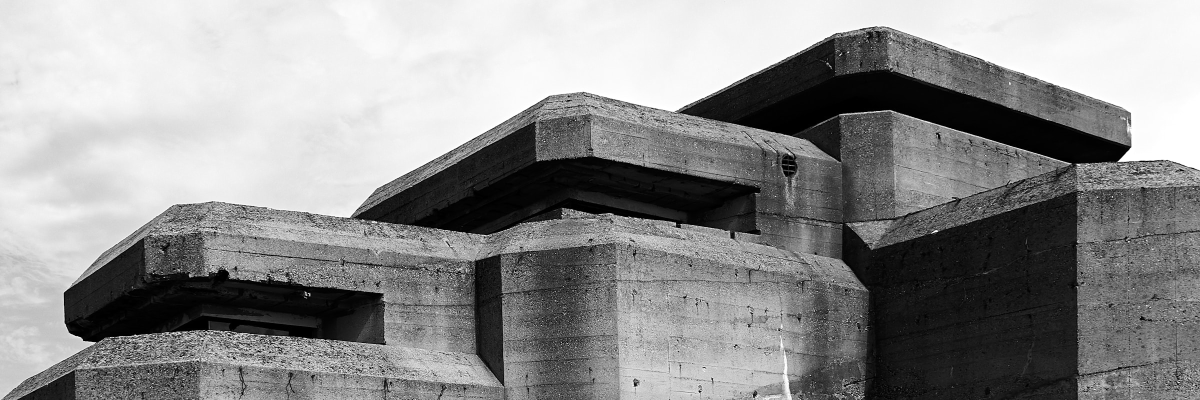 Long concrete architectural elevation