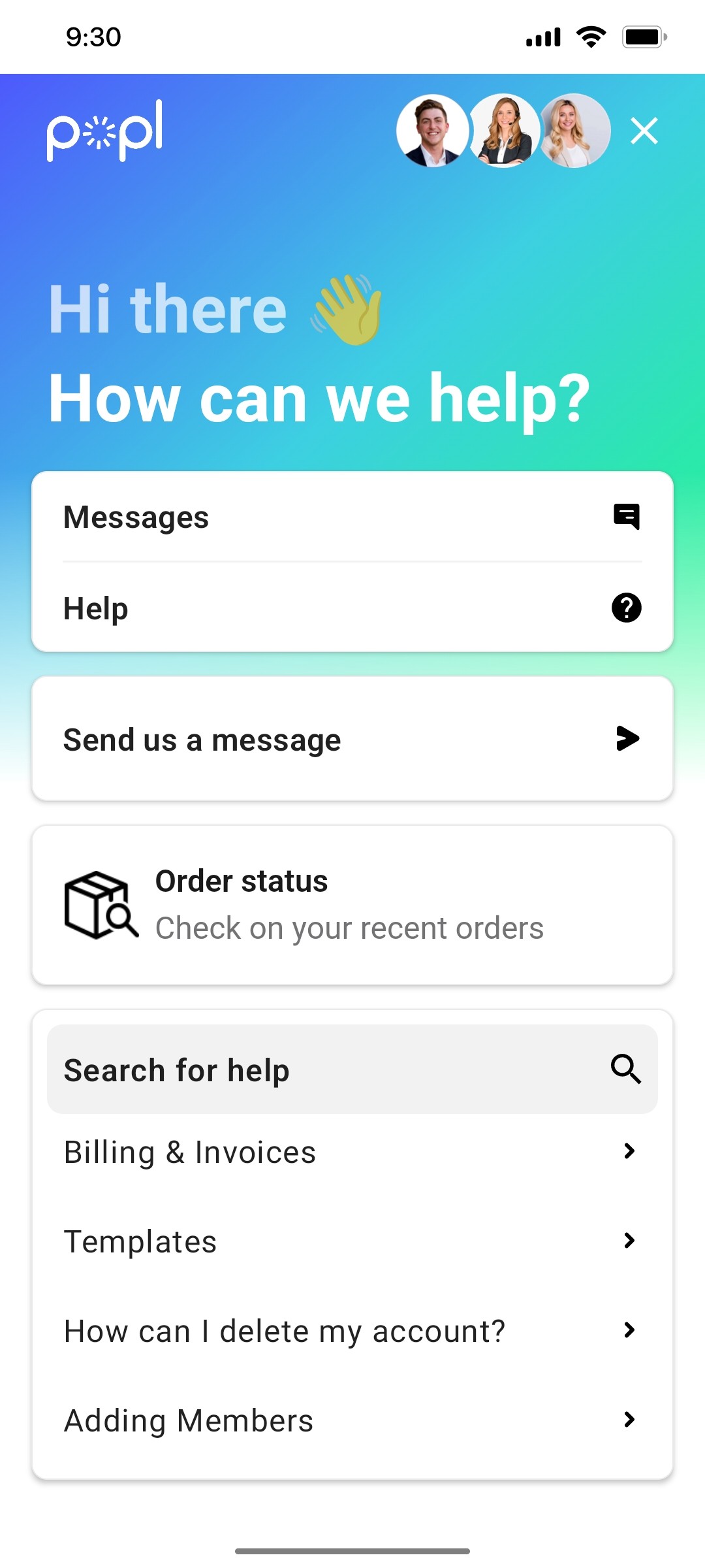 Popl Search For Help Screen